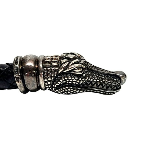Vintage Kiesselstein-Cord Sterling Silver Aligator Head Leather Necklace #11344